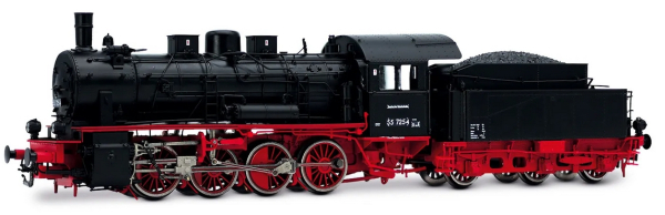 HR2893S DR, Dampflokomotive mit Schlepptender 55 7254, in schwarz-roter Farbgebung, Ep. III, mit DCC-Sounddecoder